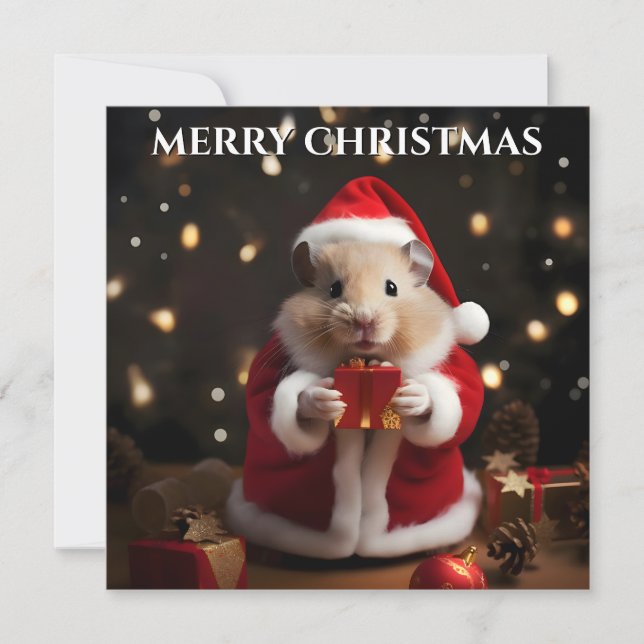 Tarjeta de Navidades de Santa Hamster (Anverso)