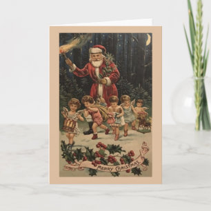 Tarjeta de Navidades de Santa y Ángeles de Victori