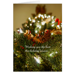 Tarjeta de Navidades de Santa y Sleigh