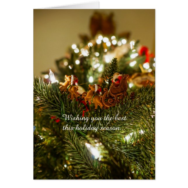 Tarjeta de Navidades de Santa y Sleigh (Frente)