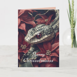 Tarjeta de Navidades de serpientes y poinsettia