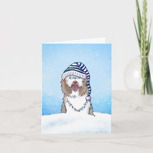 Tarjeta de Navidades de Sheepdog ingleses viejos (Anverso)