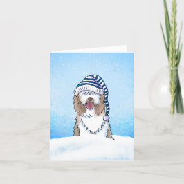 Tarjeta de Navidades de Sheepdog ingleses viejos