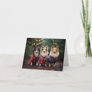 Tarjeta de Navidades de Sheepdogs de Shetland