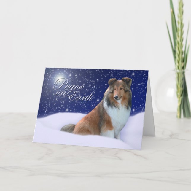 Tarjeta de Navidades de Sheltie Peace (Anverso)
