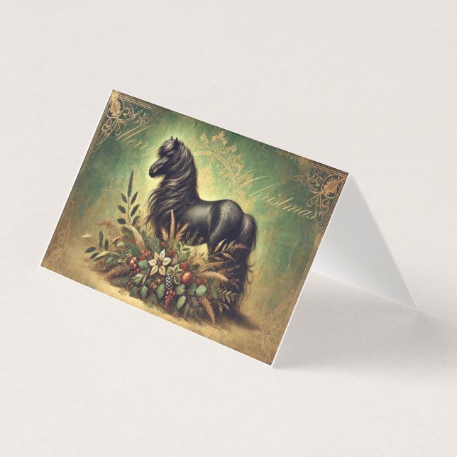 Tarjeta de Navidades de Shetland Pony (Anverso)