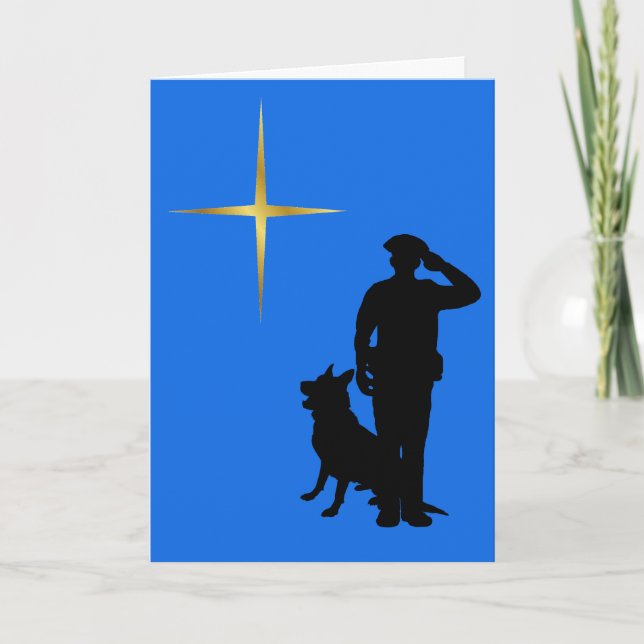 Tarjeta de Navidades de silueta de perro K-9 (Anverso)