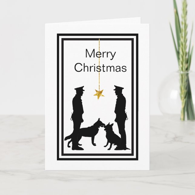 Tarjeta de Navidades de silueta de perros K-9 para (Anverso)