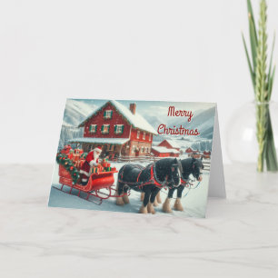 Tarjeta de Navidades de Sleigh de Santa Cargando u