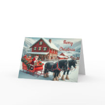 Tarjeta de Navidades de Sleigh de Santa Cargando u