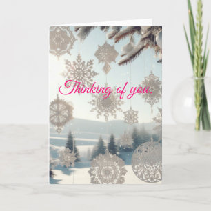 Tarjeta de Navidades de Snowflakes y Paisajes