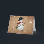 Tarjeta de Navidades de Snowman Country<br><div class="desc">Esta carta de Navidades de Snowman Country incluye una pintura acrílica de un muñeco de nieve de estilo rural.</div>
