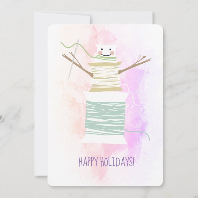 Tarjeta de Navidades de snowman de cola de coser (Anverso)