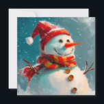 Tarjeta de Navidades de Snowman de época<br><div class="desc">No es mucho más atractiva para una tarjeta de Navidades de acuarela vintage que nuestro alegre muñeco de nieve. Tiene al gorra de Santa, una gran bufanda retro y, por supuesto, una nariz de zanahoria. Feliz de que lo esté, con sus botones y brazos pegados. En el reverso de esta...</div>