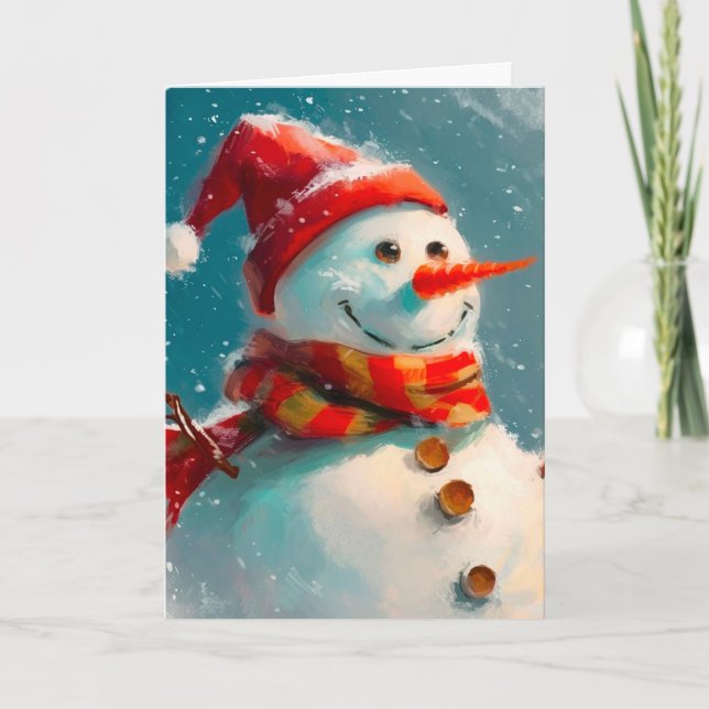 Tarjeta de Navidades de Snowman de época (Anverso)
