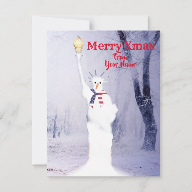 Tarjeta de Navidades de snowman de Estados Unidos (Anverso)