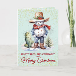 Tarjeta de Navidades de Snowman de postre suroeste