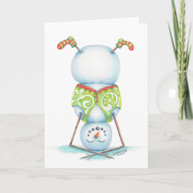 tarjeta de navidades de snowman de yoga/estilo esc (Anverso)