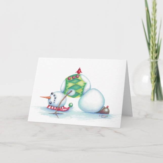 tarjeta de navidades de snowman de yoga/estilo esc (Anverso)