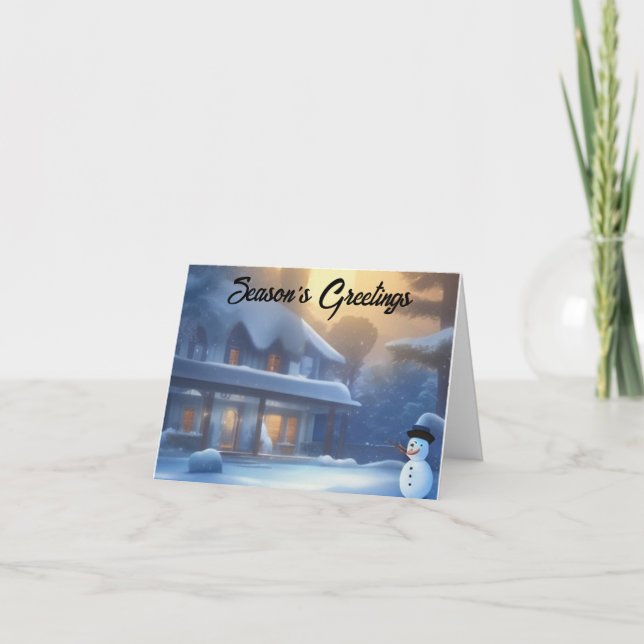 tarjeta de navidades de snowman house (Anverso)