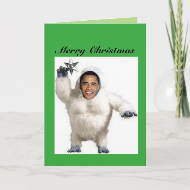 Tarjeta de Navidades de Snowman incapaces de Obama (Anverso)