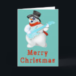 Tarjeta de Navidades de Snowman musicales<br><div class="desc">Hombre de nieve musical con tarjetas de Navidades de guitarra - pintura MIGNEADA - Feliz Navidad - Personalizable</div>