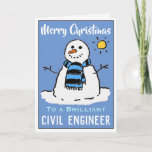 Tarjeta de Navidades de Snowman para ingeniero civ<br><div class="desc">Personalizado divertido de muñecas de nieve con tarjeta de Navidades festivos. Tarjeta de navidades para Ingeniero Civil.</div>