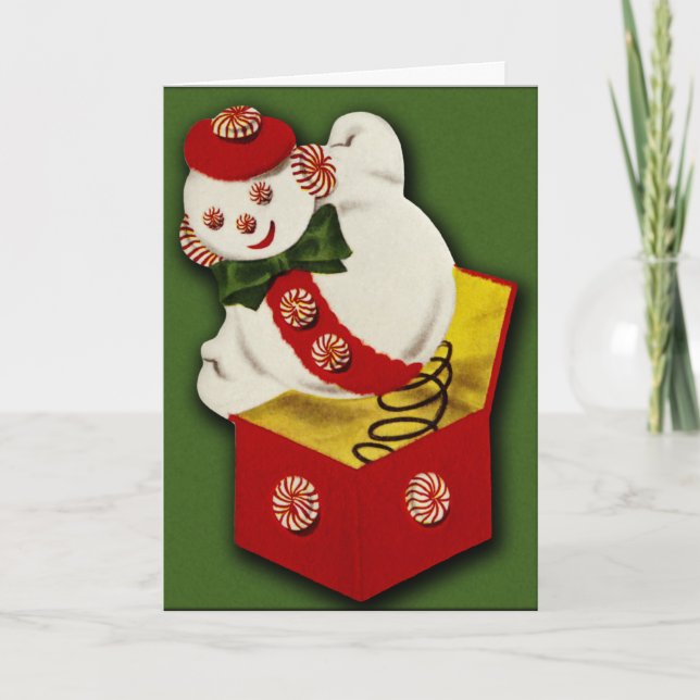 Tarjeta de Navidades de Snowman vintage (Anverso)