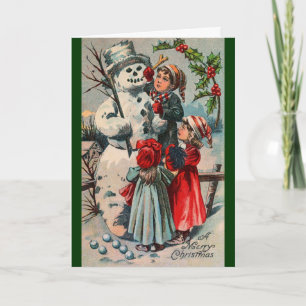 Tarjeta de Navidades de Snowman vintage