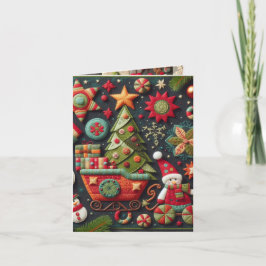 Tarjeta de Navidades de Snowman y Sleigh plegados