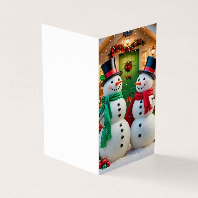 Tarjeta de Navidades de snowmen admirables (Exterior)