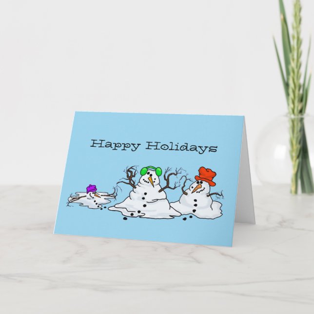Tarjeta de Navidades de Snowmen de fusión (Anverso)