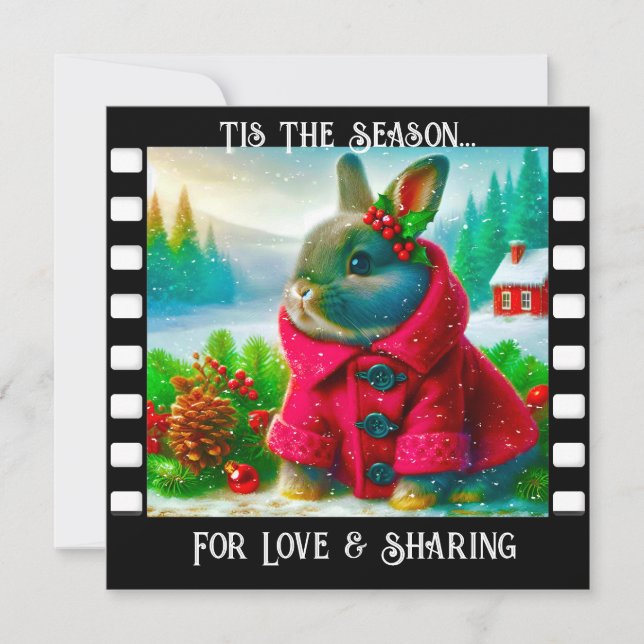 Tarjeta de Navidades de Snowy dulce Bunny (Anverso)