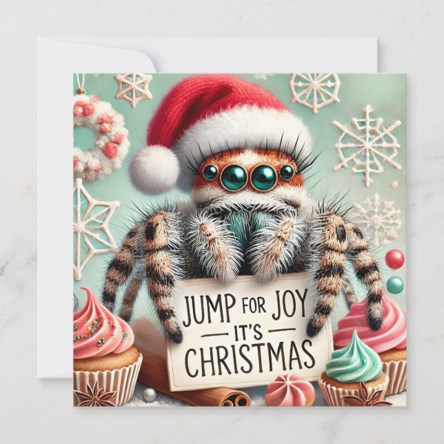 Tarjeta de Navidades de Spider Jumping mascota (Anverso)