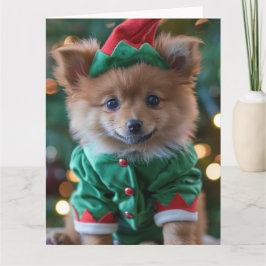 Tarjeta de Navidades de Spitz Elf