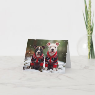 Tarjeta de Navidades de Staffordshire Bull Terrier