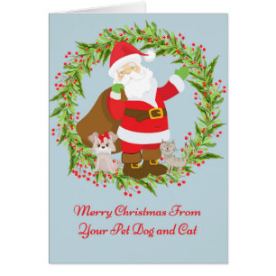 Tarjeta de navidades de su perro y gato Mascota