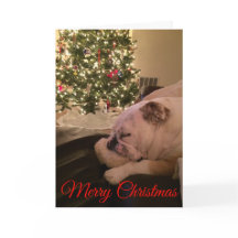 Tarjeta de Navidades de sueño de Bulldog inglés