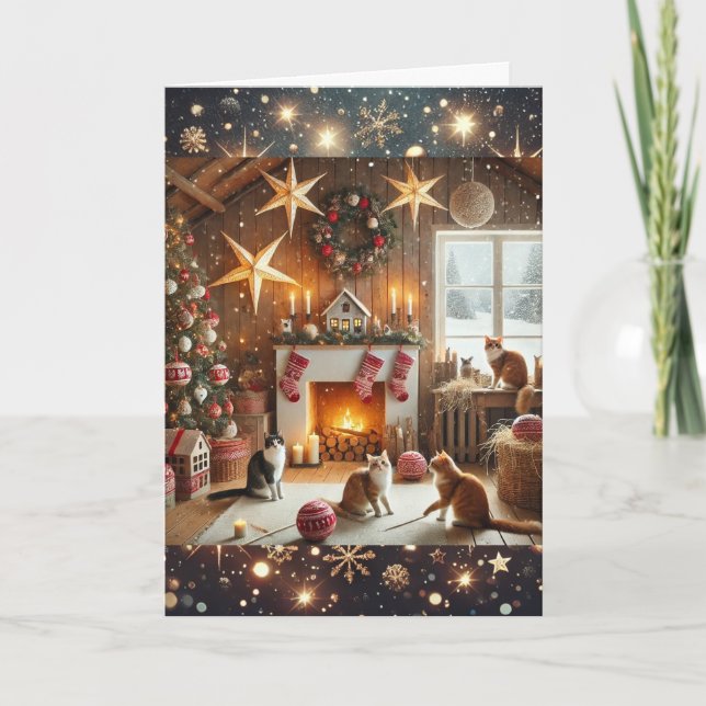 Tarjeta de Navidades de temática escandinava con g (Anverso)