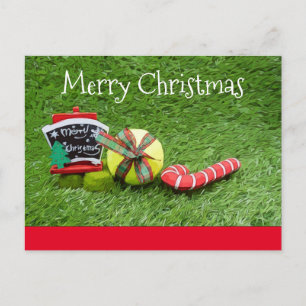 Tarjeta de Navidades de tenis con bola en verde