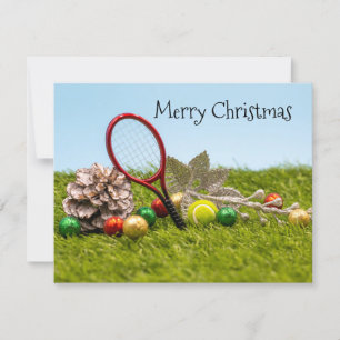 Tarjeta de Navidades de tenis con cono de pino y b