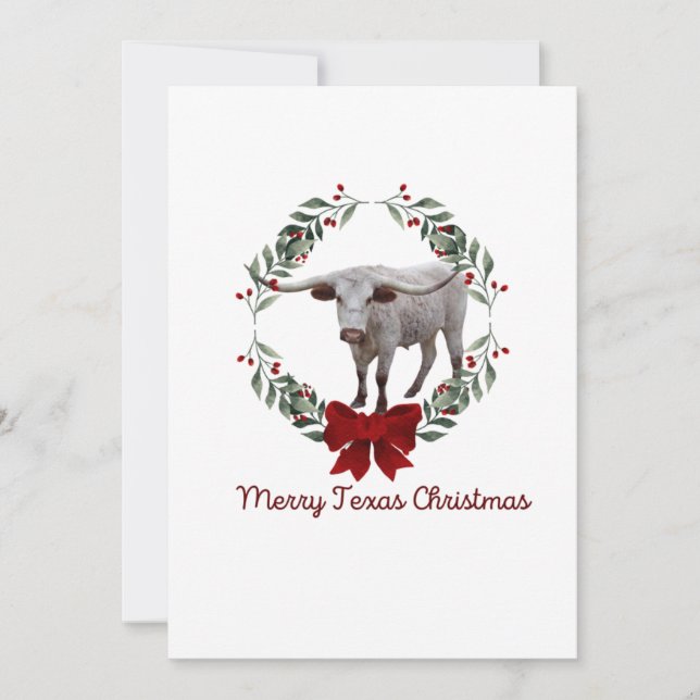 Tarjeta de Navidades de Texas Longhorn (Anverso)