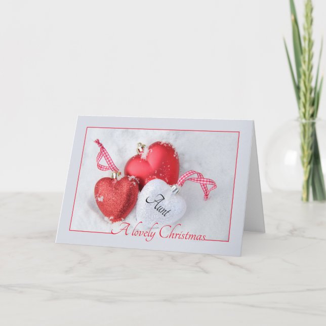 Tarjeta de Navidades de tía con ornamentos (Anverso)