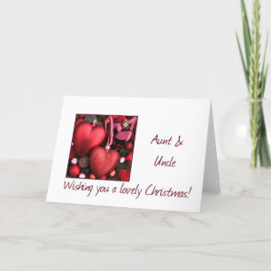 Tarjeta de Navidades de tía y tío con adornos