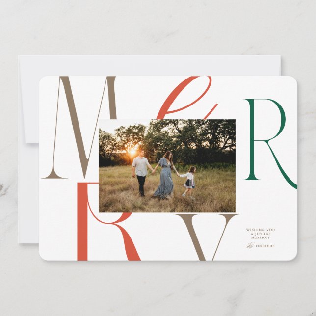 Tarjeta de Navidades de tipografía de MERRY (Anverso)
