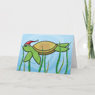 Tarjeta de Navidades de tortugas del mar verde de