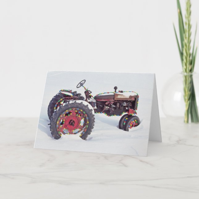 Tarjeta de Navidades de tractores de granja (Anverso)