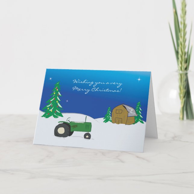 Tarjeta de Navidades de tractores: Escena de grane (Anverso)