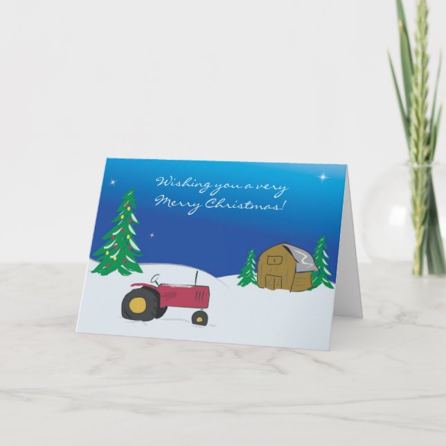 Tarjeta de Navidades de tractores: escena de grane (Anverso)
