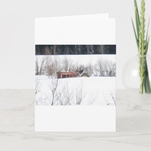 Tarjeta de Navidades de tractores olvidados Vintag (Anverso)